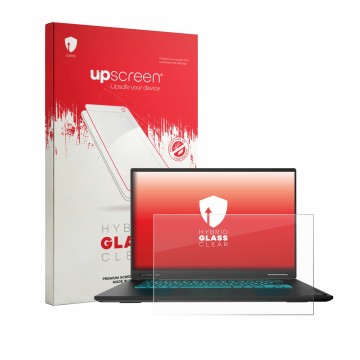 Parte frontal de un envase de producto con el logotipo de la marca upscreen. Al lado se muestra el dispositivo Gigabyte Gaming