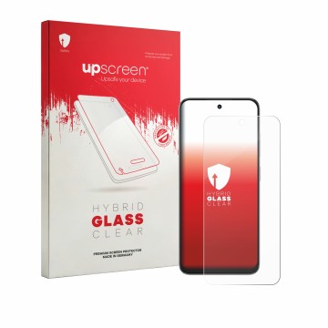 Vorderseite einer Produktverpackung mit dem Markenlogo upscreen. Daneben ist das Gerät ZTE Nubia Focus 2 mit dem zugehörigen D