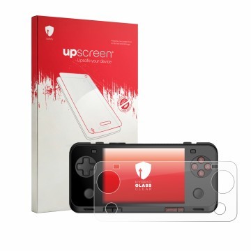 Vorderseite einer Produktverpackung mit dem Markenlogo upscreen. Daneben ist das Gerät Ayaneo Pocket ACE mit dem zugehörigen D