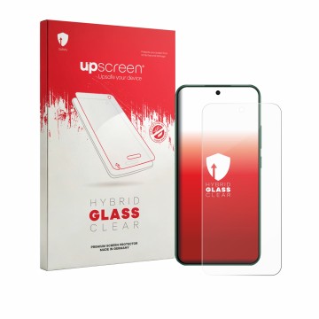 Parte frontale di una confezione del prodotto con il logo del marchio upscreen. Accanto è raffigurato il dispositivo Oppo F33 