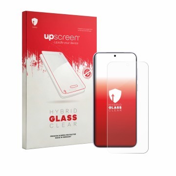 Parte frontale di una confezione del prodotto con il logo del marchio upscreen. Accanto è raffigurato il dispositivo Vivo X300