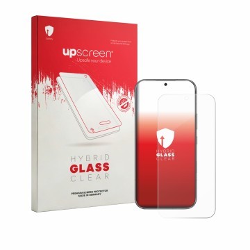 Parte frontale di una confezione del prodotto con il logo del marchio upscreen. Accanto è raffigurato il dispositivo Honor 600