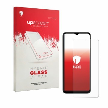 Vorderseite einer Produktverpackung mit dem Markenlogo upscreen. Daneben ist das Gerät Itel Zeno 100 mit dem zugehörigen Displ