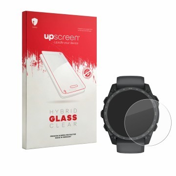 Vorderseite einer Produktverpackung mit dem Markenlogo upscreen. Daneben ist das Gerät Garmin Tactix 8 Amoled Cerakote (51 mm)