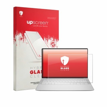 Front side of a product packaging with the brand logo upscreen. Next to it is the device Dell XPS 14 DA14250 shown with the co