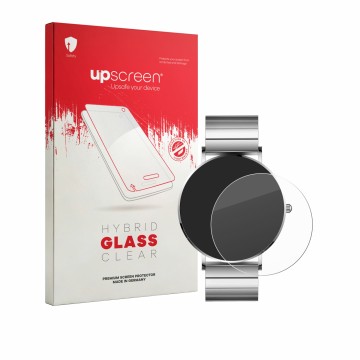 Vorderseite einer Produktverpackung mit dem Markenlogo upscreen. Daneben ist das Gerät Xcoast Minimalist Unisex Smartwatch mit