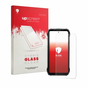 Vorderseite einer Produktverpackung mit dem Markenlogo upscreen. Daneben ist das Gerät Blackview Fort 200 mit dem zugehörigen 