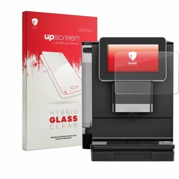 Vorderseite einer Produktverpackung mit dem Markenlogo upscreen. Daneben ist das Gerät Nivona NIVO 9101 / 9103 mit dem zugehör