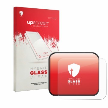 Face avant d’un emballage produit avec le logo de la marque upscreen. À côté, l’appareil Saphe T est représenté avec la protec