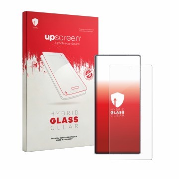 Face avant d’un emballage produit avec le logo de la marque upscreen. À côté, l’appareil ZTE Nubia Red Magic 11S Pro est repré