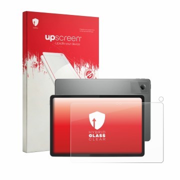 Vorderseite einer Produktverpackung mit dem Markenlogo upscreen. Daneben ist das Gerät Lenovo Idea Tab 11