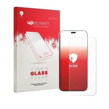 Face avant d’un emballage produit avec le logo de la marque upscreen. À côté, l’appareil Honor 600e est représenté avec la pro