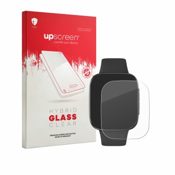 Parte frontal de un envase de producto con el logotipo de la marca upscreen. Al lado se muestra el dispositivo Quican GTX20 co