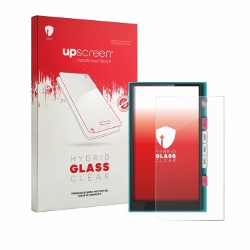 Vorderseite einer Produktverpackung mit dem Markenlogo upscreen. Daneben ist das Gerät Hiby Digital M500 mit dem zugehörigen D
