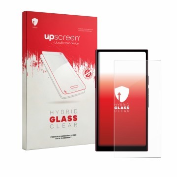 Parte frontale di una confezione del prodotto con il logo del marchio upscreen. Accanto è raffigurato il dispositivo Hiby R8 I