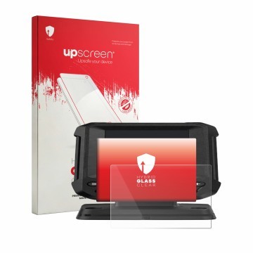 Vorderseite einer Produktverpackung mit dem Markenlogo upscreen. Daneben ist das Gerät Lowrance Eagle 4 mit dem zugehörigen Di