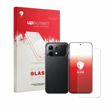 Front side of a product packaging with the brand logo upscreen. Next to it is the device Infinix Note 60 (Front+Camera) shown 