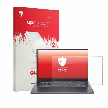 Parte frontale di una confezione del prodotto con il logo del marchio upscreen. Accanto è raffigurato il dispositivo Acer Aspi