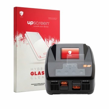 Parte frontal de un envase de producto con el logotipo de la marca upscreen. Al lado se muestra el dispositivo Spektrum Smart 