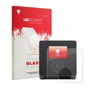 Parte frontal de un envase de producto con el logotipo de la marca upscreen. Al lado se muestra el dispositivo Spektrum Smart 