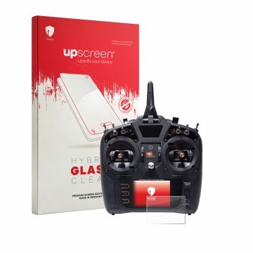 Front side of a product packaging with the brand logo upscreen. Next to it is the device Spektrum NX10 Plus shown with the cor