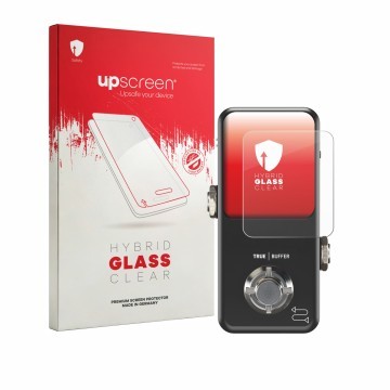 Vorderseite einer Produktverpackung mit dem Markenlogo upscreen. Daneben ist das Gerät TC Electronic POLYTUNE 3 Noir mit dem z