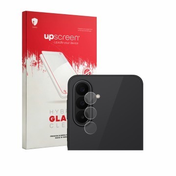 Vorderseite einer Produktverpackung mit dem Markenlogo upscreen. Daneben ist das Gerät Samsung Galaxy A27 5G (NUR Kameraschutz