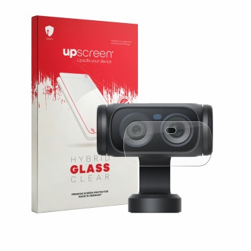 Vorderseite einer Produktverpackung mit dem Markenlogo upscreen. Daneben ist das Gerät Insta360 Luna Ultra (Linse) mit dem zug