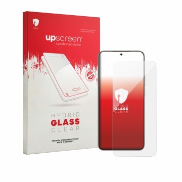 Face avant d’un emballage produit avec le logo de la marque upscreen. À côté, l’appareil Honor X 70 Pro Max est représenté ave