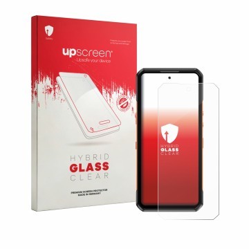 Face avant d’un emballage produit avec le logo de la marque upscreen. À côté, l’appareil Oukitel WP500 Ultra est représenté av