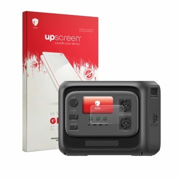 Face avant d’un emballage produit avec le logo de la marque upscreen. À côté, l’appareil Bluetti Elite 300 est représenté avec