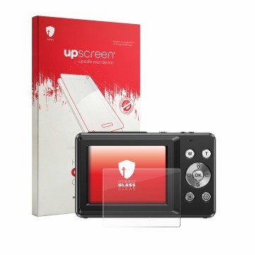 Vorderseite einer Produktverpackung mit dem Markenlogo upscreen. Daneben ist das Gerät IXNAIQY Vlogging Camera for Kids mit de