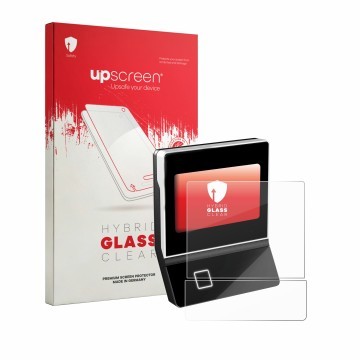 Vorderseite einer Produktverpackung mit dem Markenlogo upscreen. Daneben ist das Gerät Dormakaba Terminal 96 00 mit dem zugehö