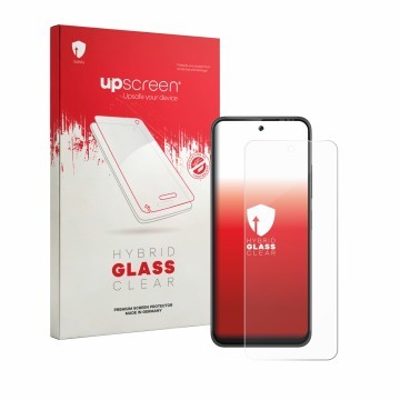 Vorderseite einer Produktverpackung mit dem Markenlogo upscreen. Daneben ist das Gerät Gigaset GP20 mit dem zugehörigen Displa