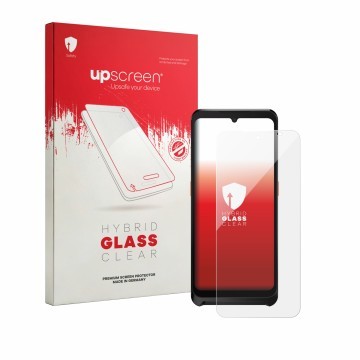 Vorderseite einer Produktverpackung mit dem Markenlogo upscreen. Daneben ist das Gerät Sunmi P3 Air mit dem zugehörigen Displa
