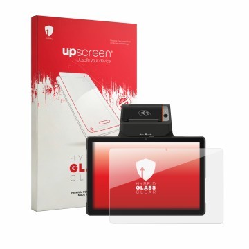 Vorderseite einer Produktverpackung mit dem Markenlogo upscreen. Daneben ist das Gerät Sunmi P3 Mix 58mm mit dem zugehörigen D