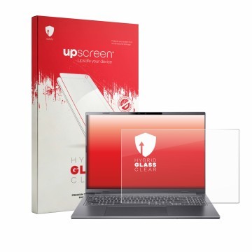 Vorderseite einer Produktverpackung mit dem Markenlogo upscreen. Daneben ist das Gerät Acer Aspire 16 AI A16-61 mit dem zugehö