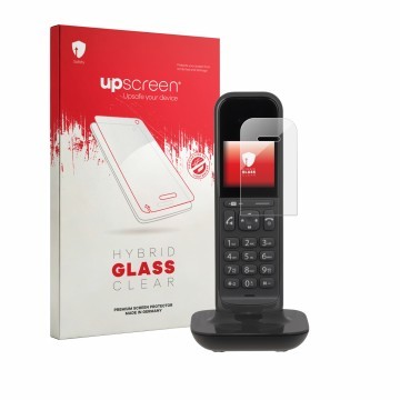 Front side of a product packaging with the brand logo upscreen. Next to it is the device Gigaset CL390 shown with the correspo