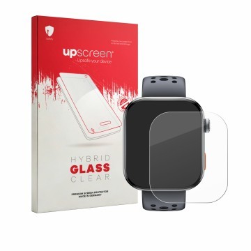 Vorderseite einer Produktverpackung mit dem Markenlogo upscreen. Daneben ist das Gerät Haylou Watch Hyper mit dem zugehörigen 