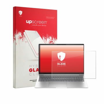 Parte frontale di una confezione del prodotto con il logo del marchio upscreen. Accanto è raffigurato il dispositivo HP EliteB