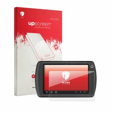 Vorderseite einer Produktverpackung mit dem Markenlogo upscreen. Daneben ist das Gerät Zebra ET1 mit dem zugehörigen Displaysc