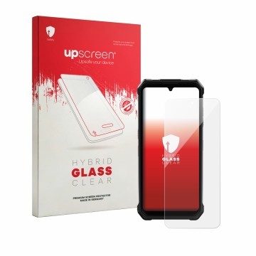 Parte frontale di una confezione del prodotto con il logo del marchio upscreen. Accanto è raffigurato il dispositivo Fossibot 