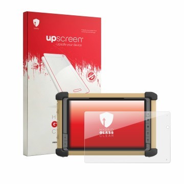 Parte frontale di una confezione del prodotto con il logo del marchio upscreen. Accanto è raffigurato il dispositivo DT Resear
