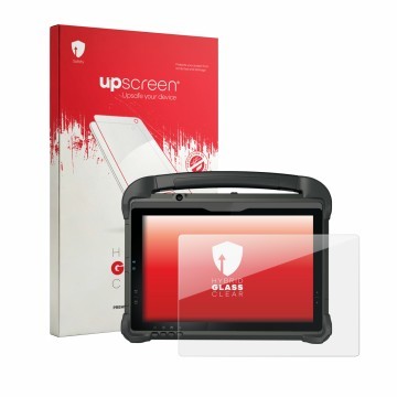 Parte frontale di una confezione del prodotto con il logo del marchio upscreen. Accanto è raffigurato il dispositivo DT Resear