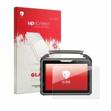 Vorderseite einer Produktverpackung mit dem Markenlogo upscreen. Daneben ist das Gerät DT Research DT302RP mit dem zugehörigen