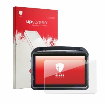 Vorderseite einer Produktverpackung mit dem Markenlogo upscreen. Daneben ist das Gerät DT Research DT312RP mit dem zugehörigen