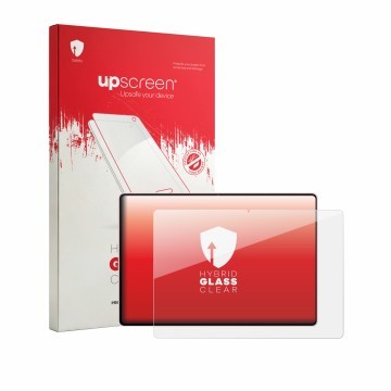 Face avant d’un emballage produit avec le logo de la marque upscreen. À côté, l’appareil Huawei MatePad Air 2026 est représent