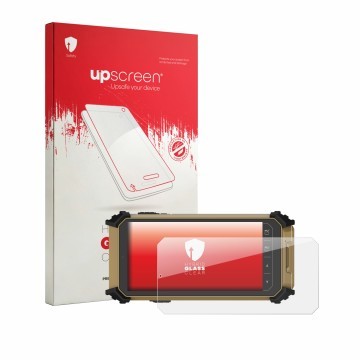 Parte frontale di una confezione del prodotto con il logo del marchio upscreen. Accanto è raffigurato il dispositivo DT Resear