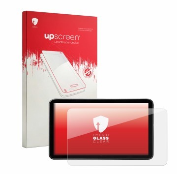 Parte frontale di una confezione del prodotto con il logo del marchio upscreen. Accanto è raffigurato il dispositivo Portkeys 