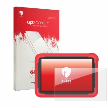 Parte frontale di una confezione del prodotto con il logo del marchio upscreen. Accanto è raffigurato il dispositivo Launch X4